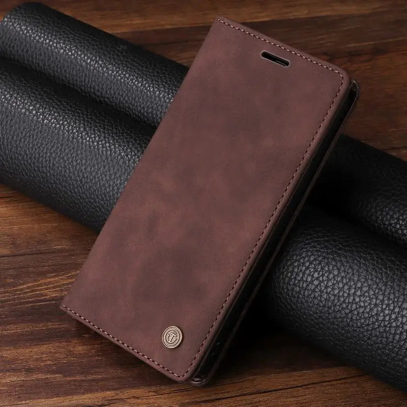 Leather Flip Case For iPhone 16 17 15 14 13 12 11 Pro Max Case For iPhone 17 Air 16E 13 12 X XR XS 6 8 7 Plus Shockproof Cover