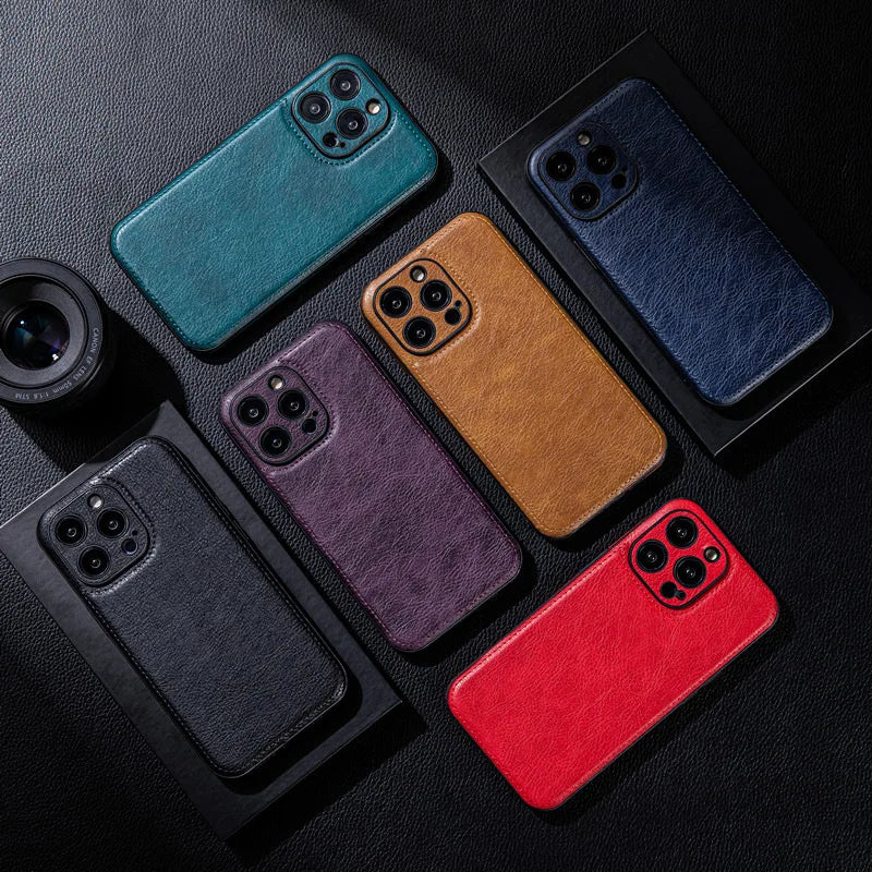 Ultra Thin Leather Case for iPhone 17 Pro Max 16 16e 15 14 13 12 11 XR 17Pro Lens Protection iPhone17 Phone Cover Coque