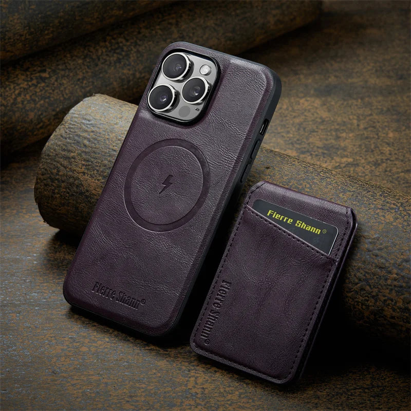 2 In 1 Magsafe Magnetic Leather Phone Case for iPhone 17 16E 16 15 14 13 12 11 Pro Max 16 Plus Wallet Card Holder Pocket Cover