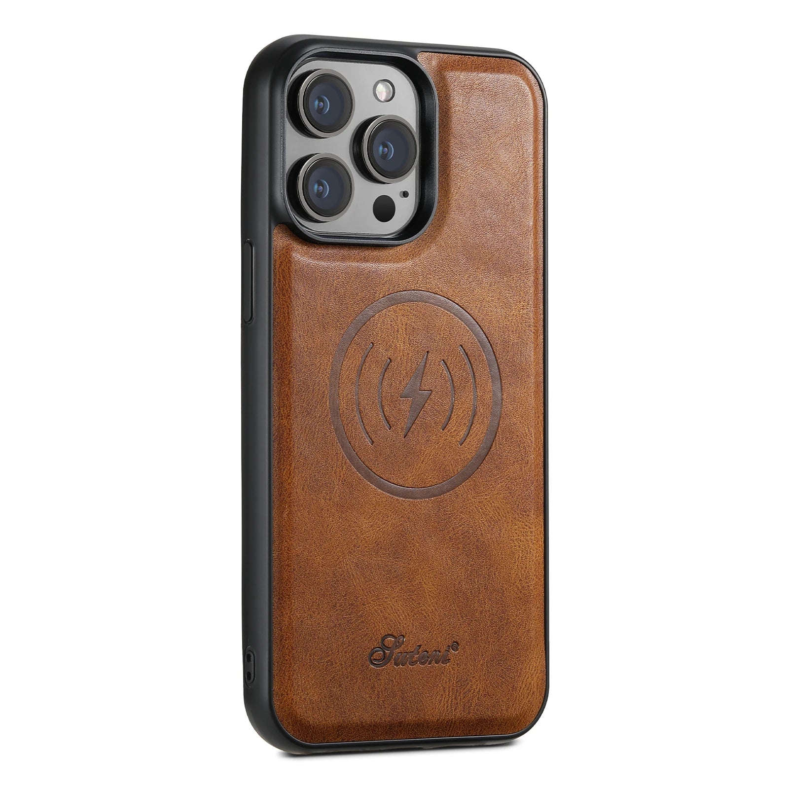 SUTENI Compatible Wireless Charging Luxury PU Leather case For iPhone 12 13 14 15 16 Plus 17 Pro Max