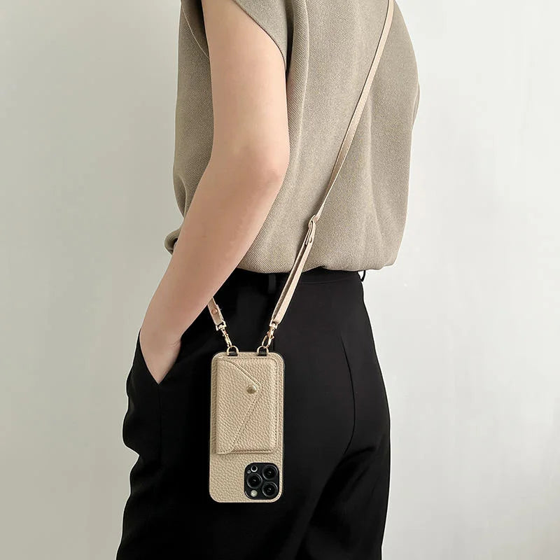 Luxury Crossbody strap lanyard wallet leather case for iPhone 16 17 16pro 15 pro 17pro max 14 13 12 11 card holder phone cover