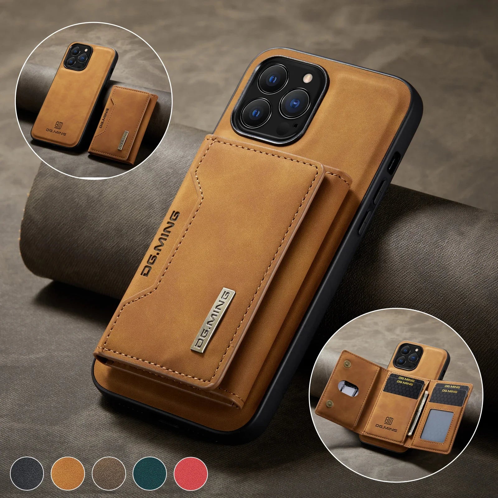 2 In 1 Detachable Magnetic Leather Case for IPhone 16 17 Pro Max 15 13 12 11 14 Plus Se 2022 Wallet Cover Cards Holder Pocket
