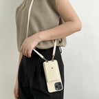 Luxury Crossbody strap lanyard wallet leather case for iPhone 16 17 16pro 15 pro 17pro max 14 13 12 11 card holder phone cover