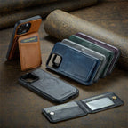 2 In 1 Magsafe Magnetic Leather Phone Case for iPhone 17 16E 16 15 14 13 12 11 Pro Max 16 Plus Wallet Card Holder Pocket Cover