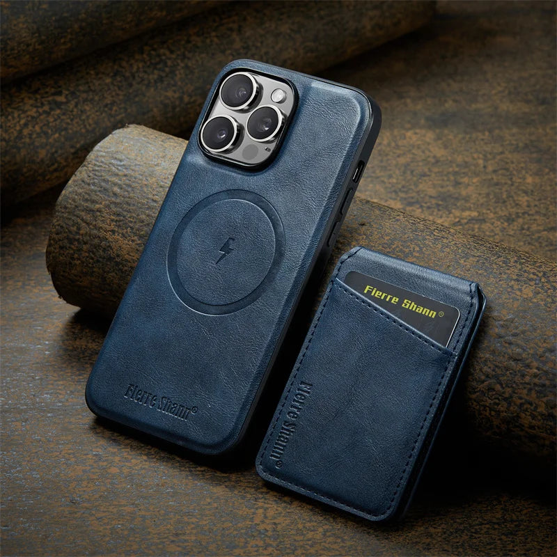 2 In 1 Magsafe Magnetic Leather Phone Case for iPhone 17 16E 16 15 14 13 12 11 Pro Max 16 Plus Wallet Card Holder Pocket Cover
