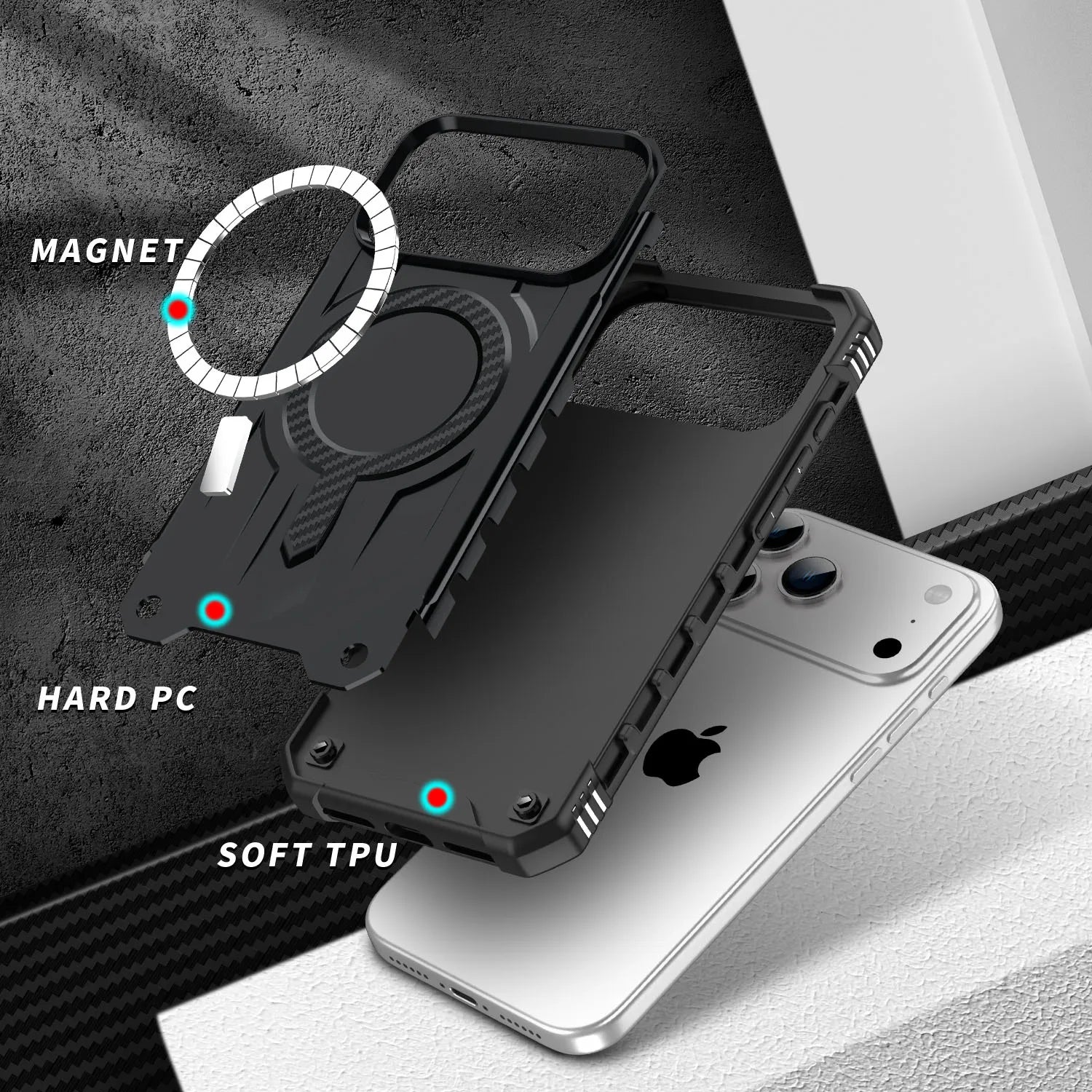 Drop Protective Hard Black Armor Case