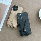 Luxury Crossbody strap lanyard wallet leather case for iPhone 16 17 16pro 15 pro 17pro max 14 13 12 11 card holder phone cover