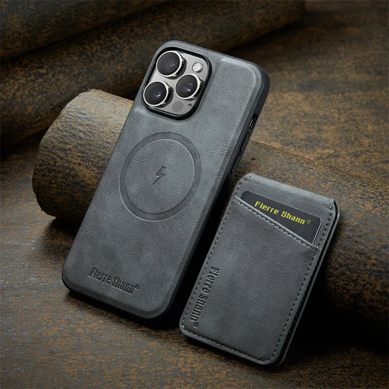 2 In 1 Magsafe Magnetic Leather Phone Case for iPhone 17 16E 16 15 14 13 12 11 Pro Max 16 Plus Wallet Card Holder Pocket Cover