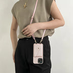 Luxury Crossbody strap lanyard wallet leather case for iPhone 16 17 16pro 15 pro 17pro max 14 13 12 11 card holder phone cover