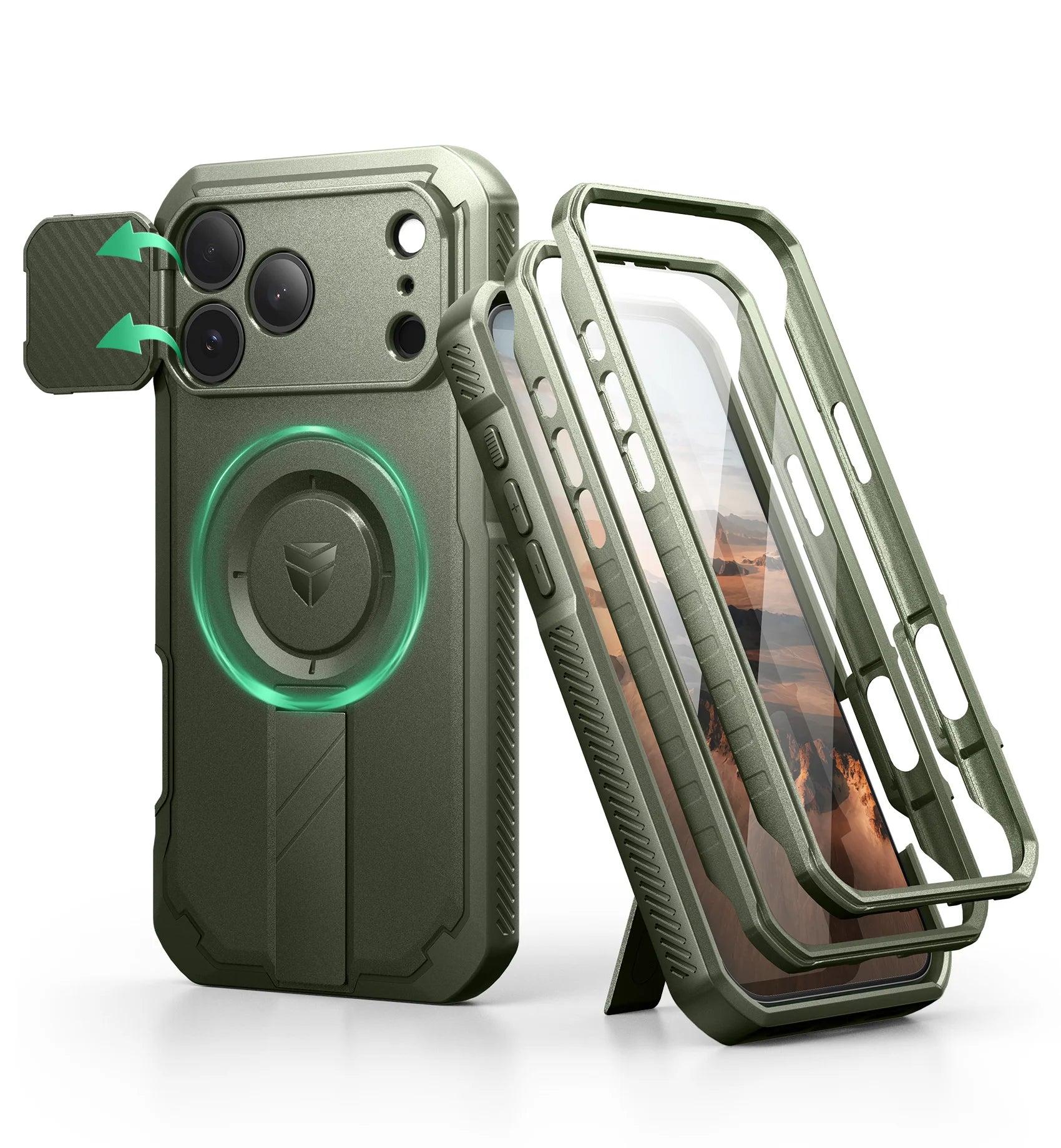 For iphone 17 pro max case with Camera Cover&Adjustable Kickstand Compatible With MagSafe Shockproof  Magnetic Protective Cover