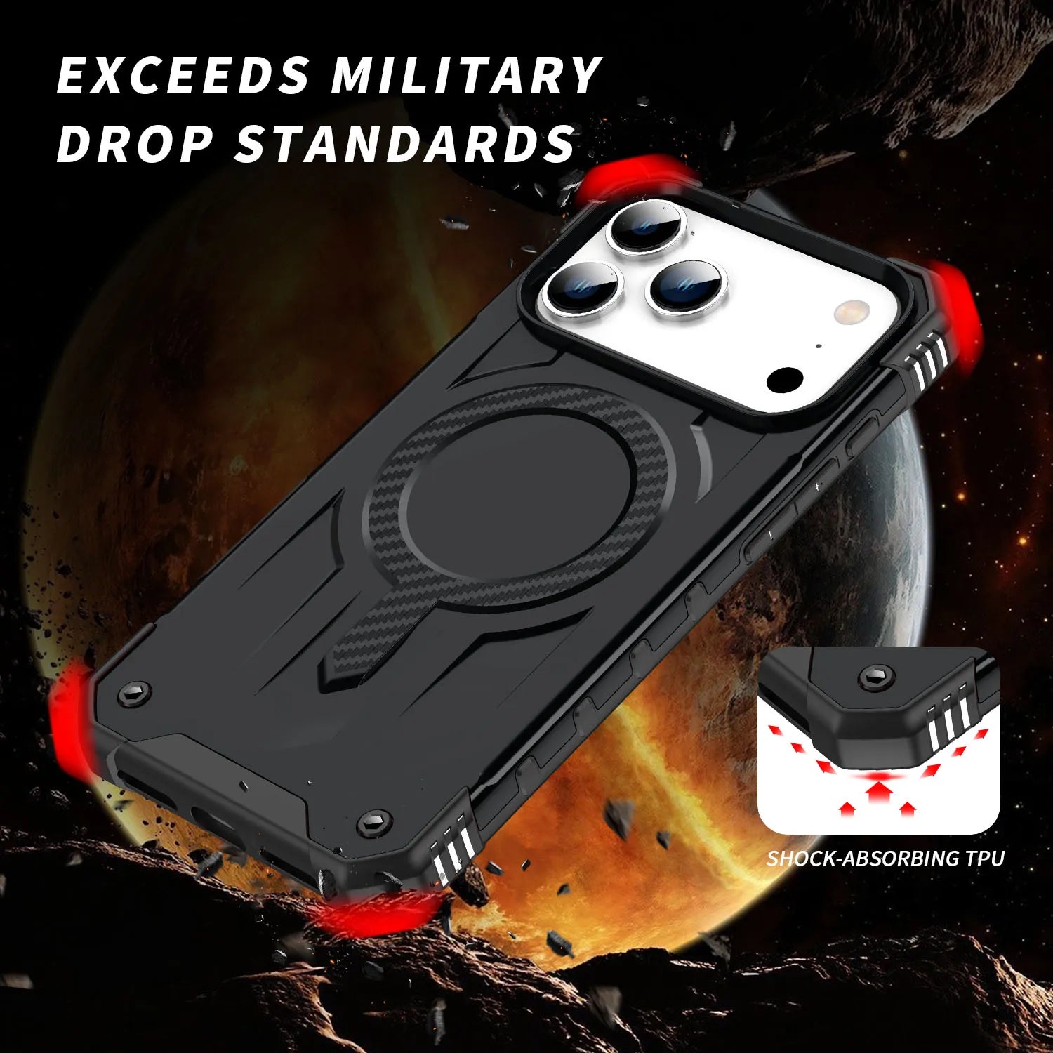 Drop Protective Hard Black Armor Case