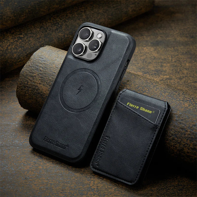 2 In 1 Magsafe Magnetic Leather Phone Case for iPhone 17 16E 16 15 14 13 12 11 Pro Max 16 Plus Wallet Card Holder Pocket Cover