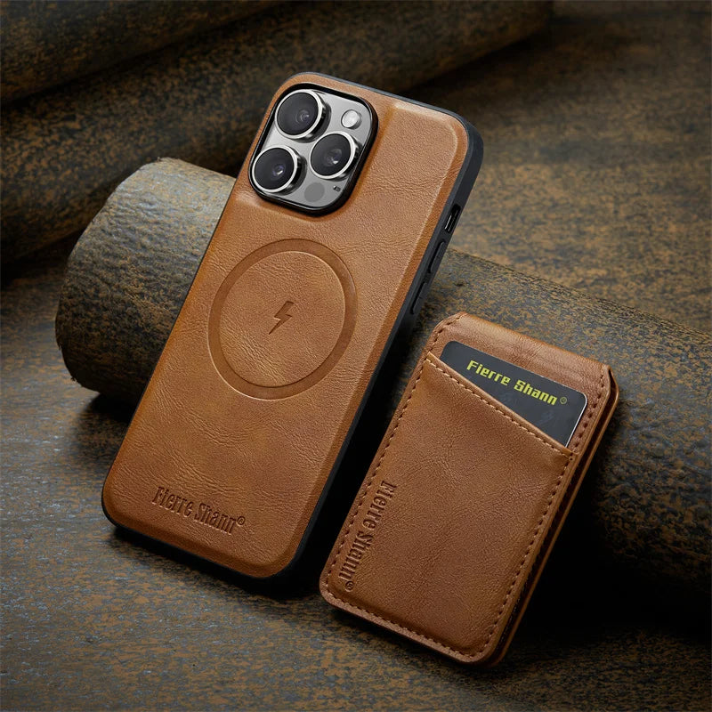 2 In 1 Magsafe Magnetic Leather Phone Case for iPhone 17 16E 16 15 14 13 12 11 Pro Max 16 Plus Wallet Card Holder Pocket Cover